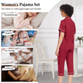 thumbnail image 5 of EA'S SECRET 100% Cotton Women's Pajama Sets Short Sleeve Button Down Capri Nightwear V Neck Pjs Sleepwear with Pockets(Wine Red,L), 5 of 7