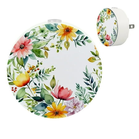 

YZUOUZY Night Lights Plug into Wall Bedside Lamp Bedside Lamps Set of 2 Flowers Leaves Peony Lilac Begonia