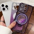 thumbnail image 5 of Glitter Kickstand Case for iPhone 14 Pro Max,Luxury Bling Sparkly Diamond Rhinestone with Camera Protector Liquid Flowing Ring Stand TPU Bumper Women Girls Case for iPhone 14 Pro Max (Silver), 5 of 15