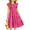 Hot Pink, variant on Girls Summer Flutter Short Sleeve Sundress Smocked Elastic Waist Tiered Midi Dress with Pockets