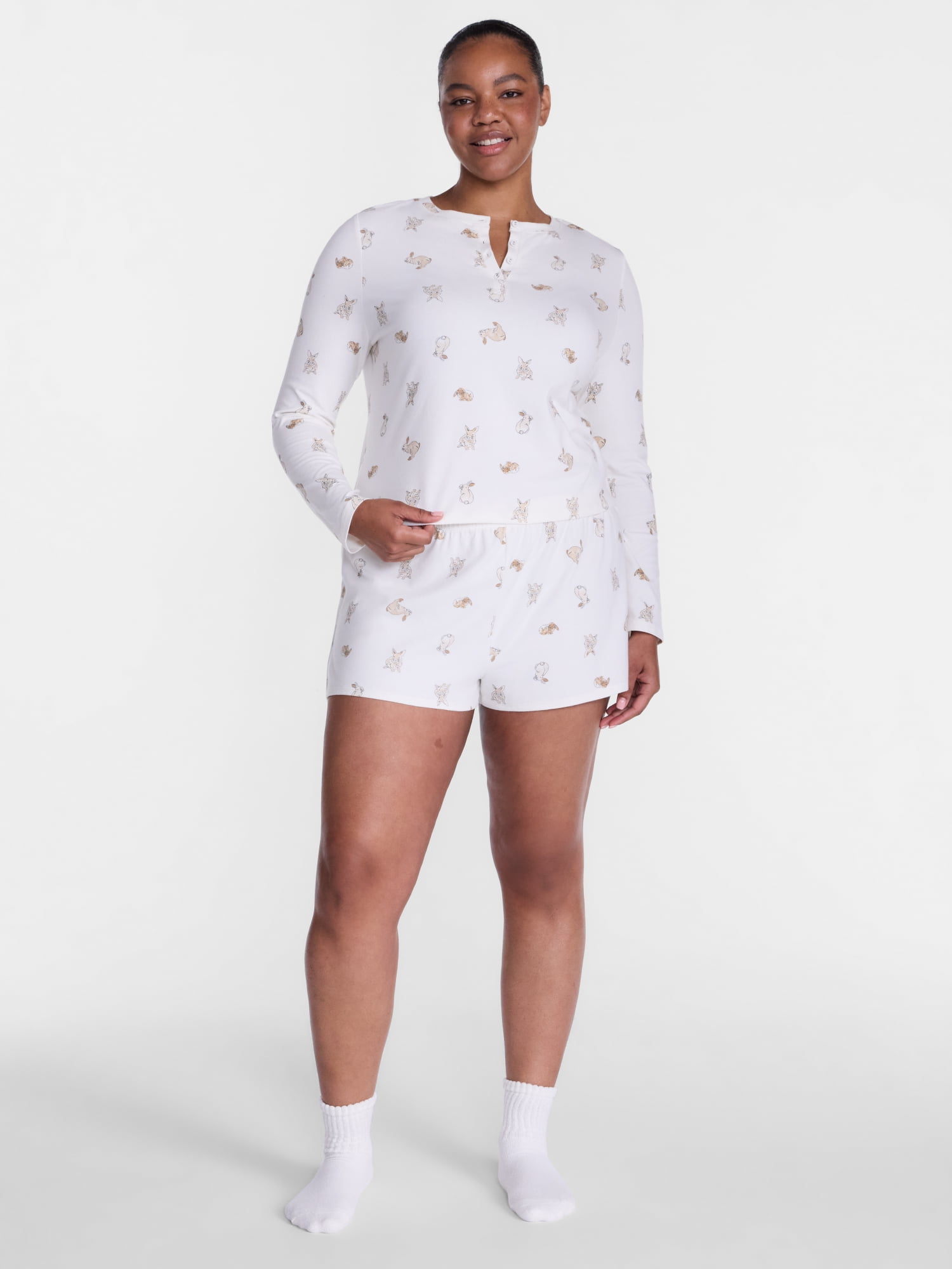 Joyspun Women’s Henley Sleep Top, Sizes S-3X