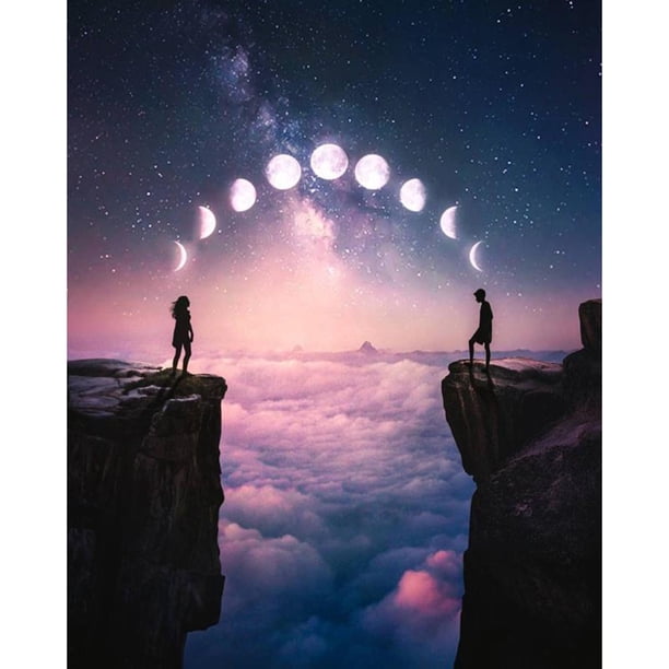 Diamond Painting (DE1442) Cuadro de pared cuadrado de fase lunar de cañón 30x40cm 45x60cm FLhrweasw Nuevo