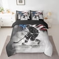 thumbnail image 3 of Manfei Ice Hockey Sports Twin Bedding Sets 7-Piece, Grey American Flag Bedding Comforter Set, Teens Kids Girls Boys Reversible Sheet Sets, Luxury Bedroom Decor, 3 of 8