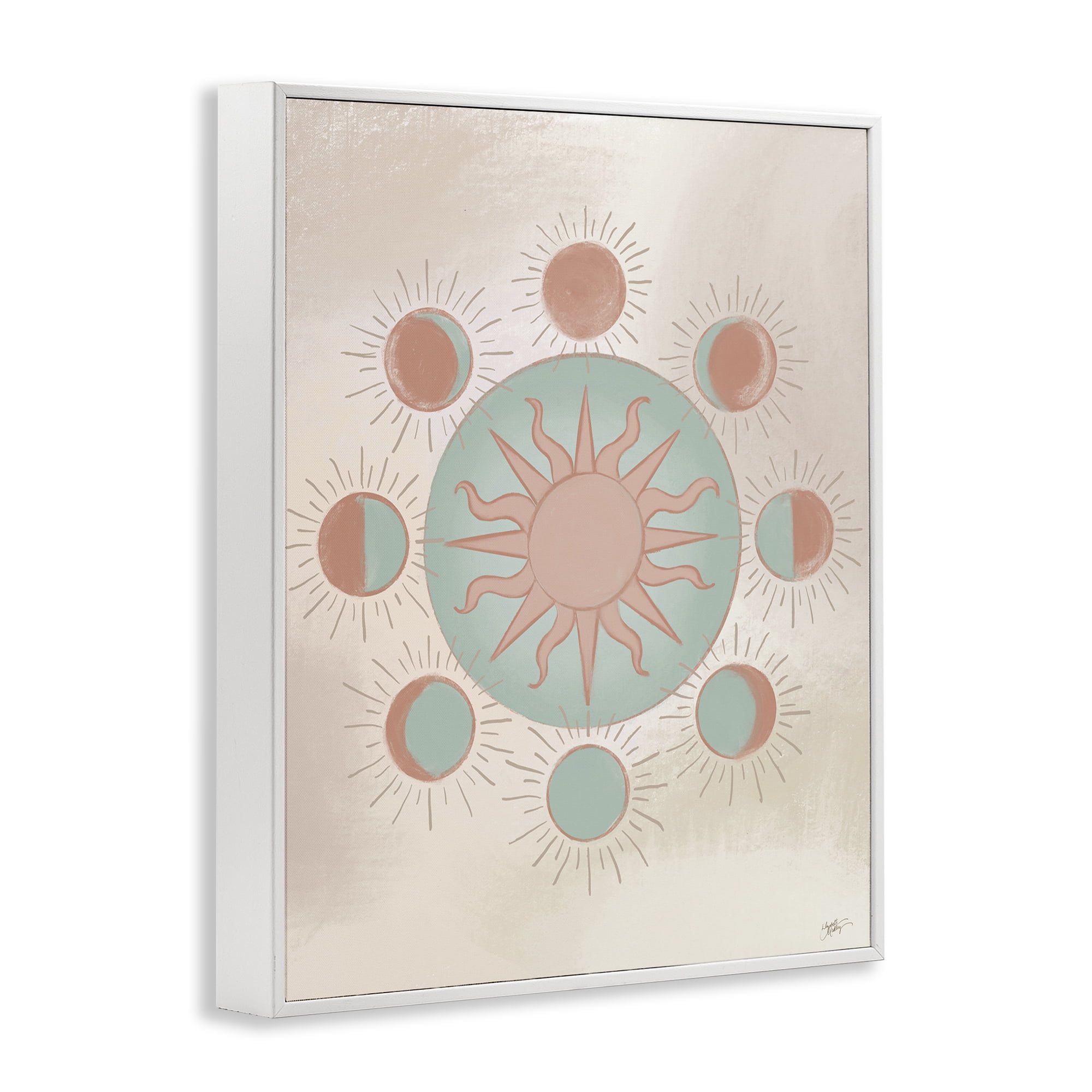 Stupell Industries Balanced Lunar Moon Phases Astrology & Stars Painting White Framed Art Print Wall Art, 16 x 20