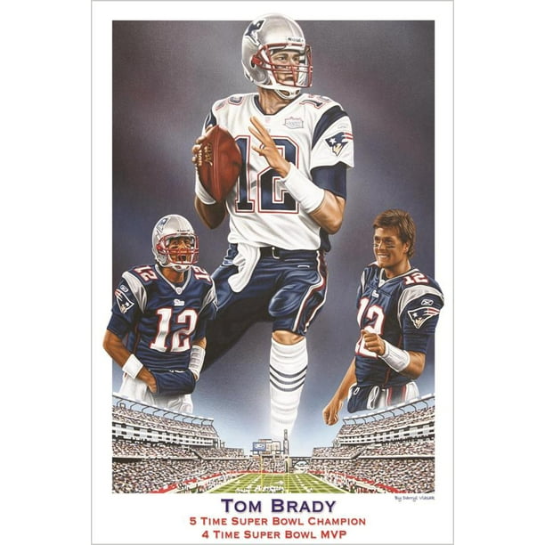 Tom Brady New England Patriots & Tampa Bay Buccaneers Autographed 16 x 20  7-Time Super Bowl Champion Alternate Collage