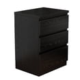 thumbnail image 6 of 19.7-Inch Black Solid Wood Nightstand with 3 Drawers and Storage Cabinet, 6 of 20