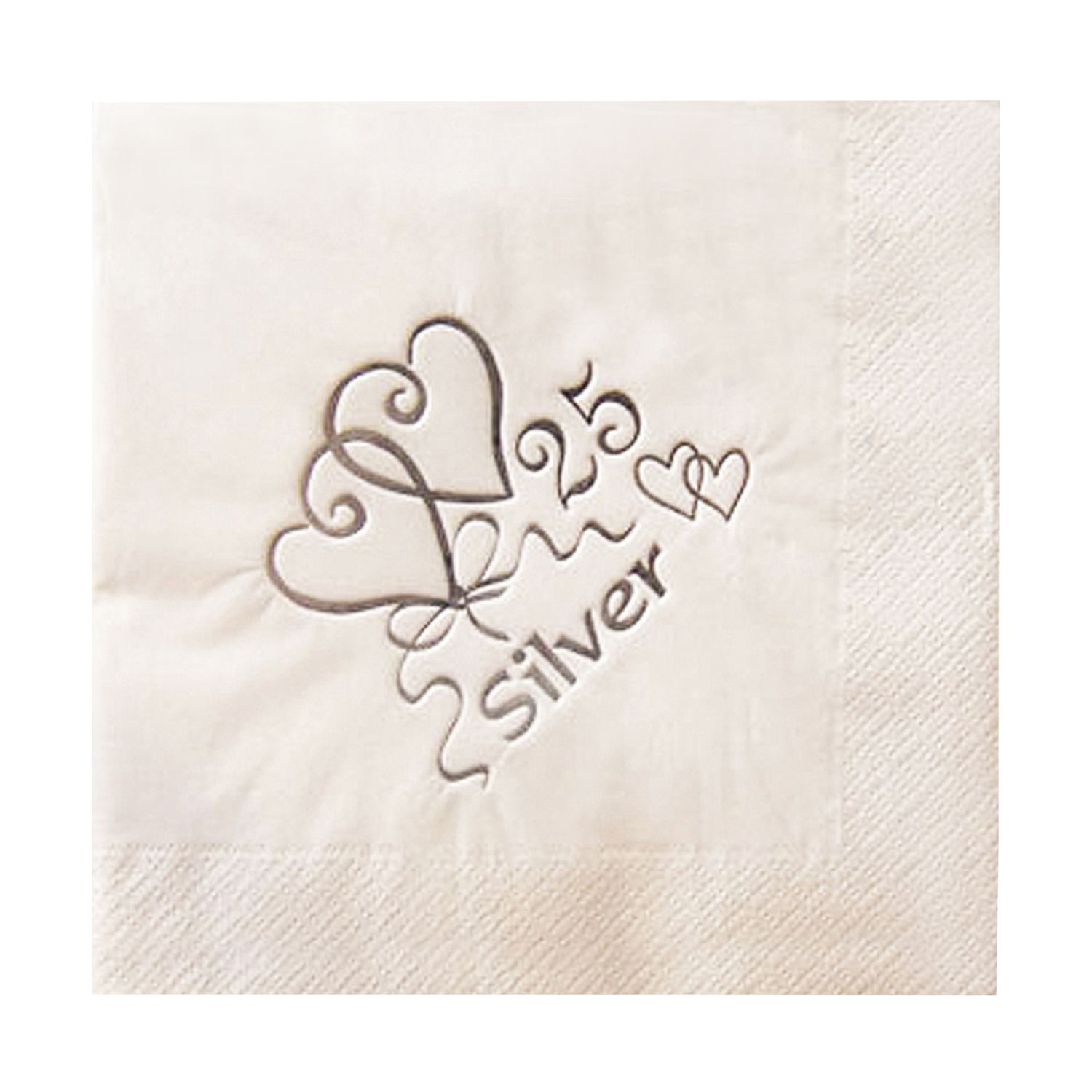 NPK 25th Silver Anniversary Foil Printed Napkins (Pack Of 15)