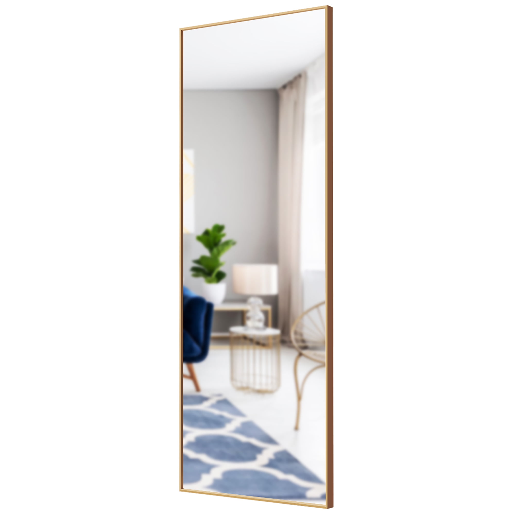 Costway 59''Full Length Body Mirror Aluminum Frame Leaning Hanging