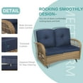 thumbnail image 7 of MEETWARM Outdoor Wicker Patio Glider Set, Loveseat for 2 Person Porch Furniture Glider with Glass-Top Coffee Table, Patio Glider Rocking Bench with Thickened Cushions, Navy Blue, 7 of 7