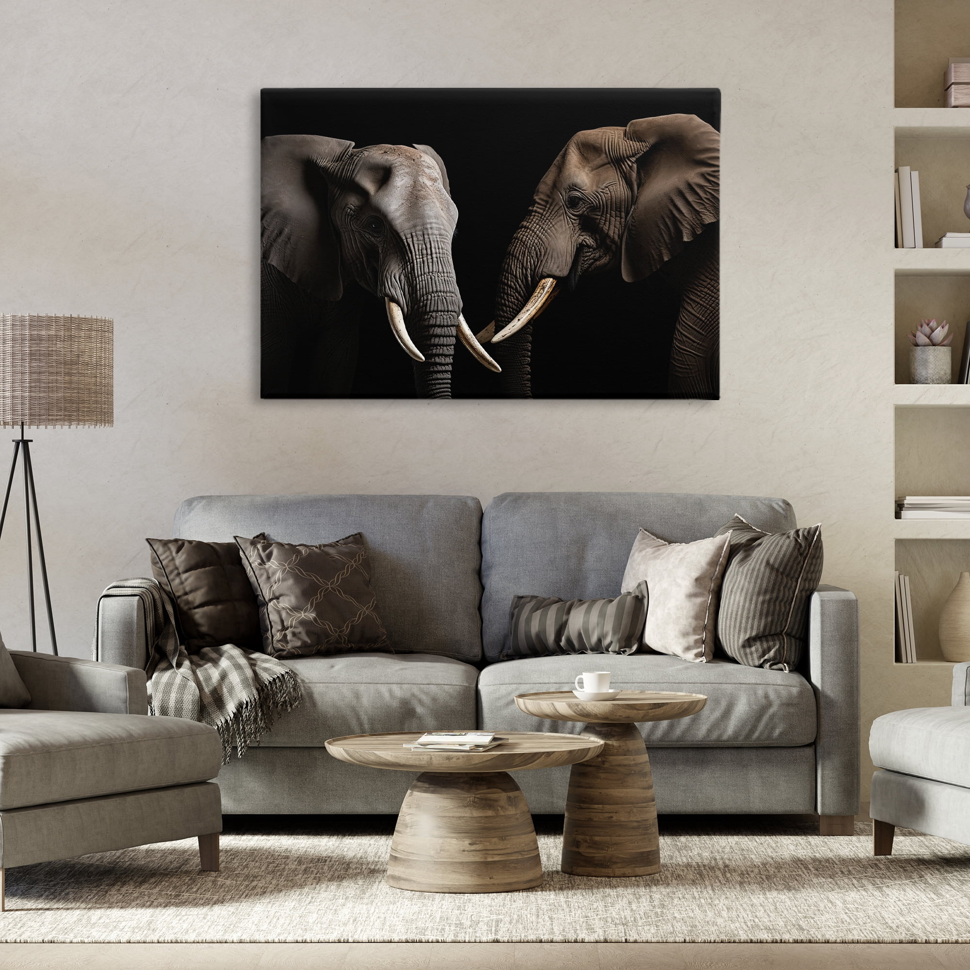 Pachyderm Elephant Pair Canvas Wall Art, design by Decent Exposures
