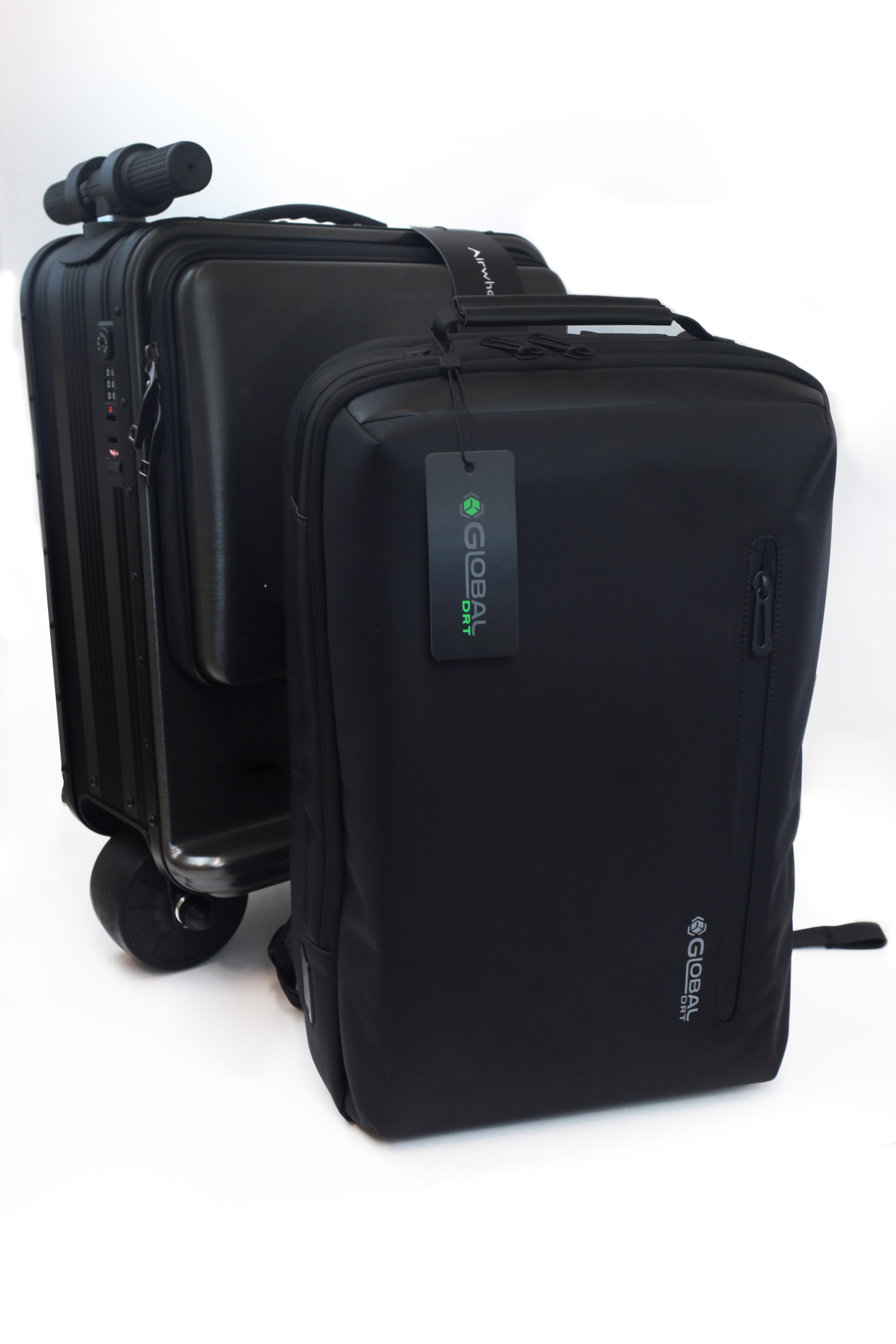 Airwheel SE3miniT and Global DRT 20 Inch Adult 2-Piece Hybrid Luggage Sets, Black