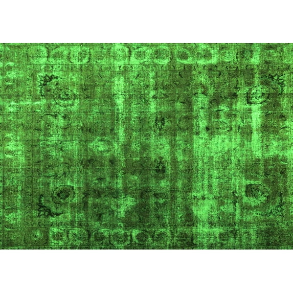 Ahgly Company Indoor Rectangle Abstract Green Contemporary Area Rugs, 8' x 12'