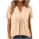 thumbnail image 1 of Tops de Manga Corta para las Mujeres Loose Fit V Cuello Botón Blusa Casual Ligero Verano, 1 of 9