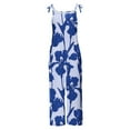 thumbnail image 5 of Plus Size Boho Women's Jumpsuits with Pockets Floral Printed Casual Sleeveless Crew Neck Flowy Wide Leg Jumpsuit for Spring Summer Blue S-5XL, 5 of 5