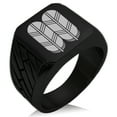 thumbnail image 1 of Stainless Steel Kikuchi Samurai Crest Geometric Pattern Biker Style Polished Ring, 1 of 1