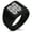 Black, variant on Stainless Steel Kikuchi Samurai Crest Geometric Pattern Biker Style Polished Ring