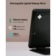 thumbnail image 4 of XUCP-Rechargeable Travel Makeup Mirror with Lights, Portable Lighted Vanity Mirror with 10X Magnification, 70 LEDs 3 Color Lights, Touch Tabletop Folding Compact Cosmetic Mirror Black, 4 of 4