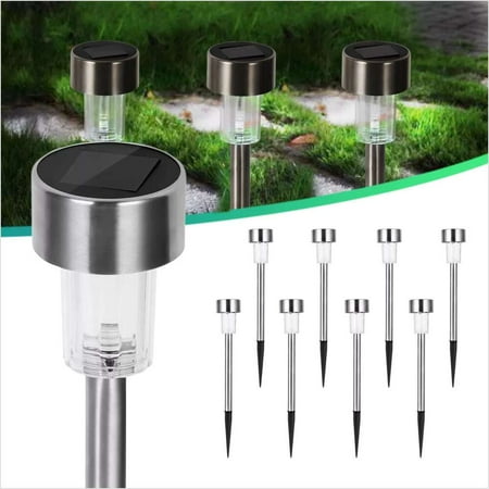 

10Pack Stainless Steel Solar Lights Outdoor Waterproof LED way Solar Lights