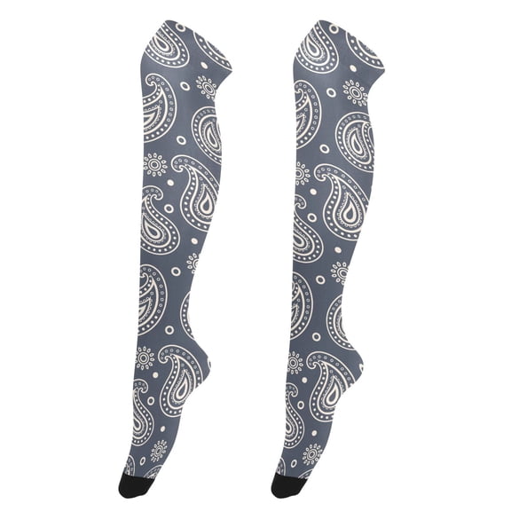 Paisley Circle High Thigh Socks Over Knee Thin Tights Long Stocking for Women Leg Warmer