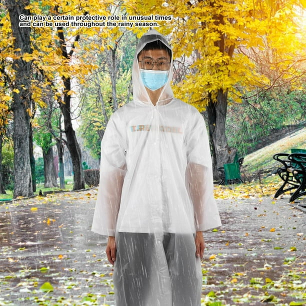 Rain Coat, Reuseable Waterproof Rain Suit, With Sleeves White For Adults  Fishing Outdoor Activities Men Women