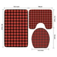 thumbnail image 3 of Red Black Checkerboard Checkered Pattern Bathroom Rugs Sets 3 Piece,Toilet Cover Set,Absorbent Non Slip Bathroom Mats Sets with U-Shaped Contour Rug Toilet Rug Set, 3 of 5