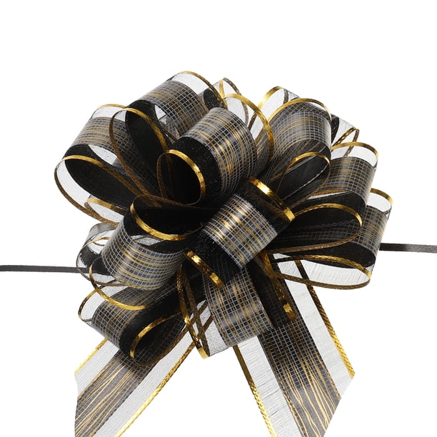 10uds 7 Pulgadas Grande Tirar Lazo Regalo Envoltura Lazos Cinta Organza Negro Unique Bargains