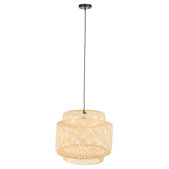 SAFAVIEH Wilford A19 Natural Bamboo Pendant Light with Natural Shade