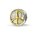 thumbnail image 2 of Bling Jewelry Womens Two Tone World Peace Sign Charm Bead 14K Gold Plated Sterling Silver Bracelet, 2 of 5