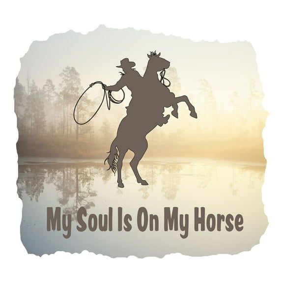 Country / Western / Cowgirl Wall Decals for Boys Bedroom - Cowboy Horse Riding with Lasso Cowboy DIY & Creativity Boy Girl Bedroom Wall Sticker - Size: 10 In x 9 In