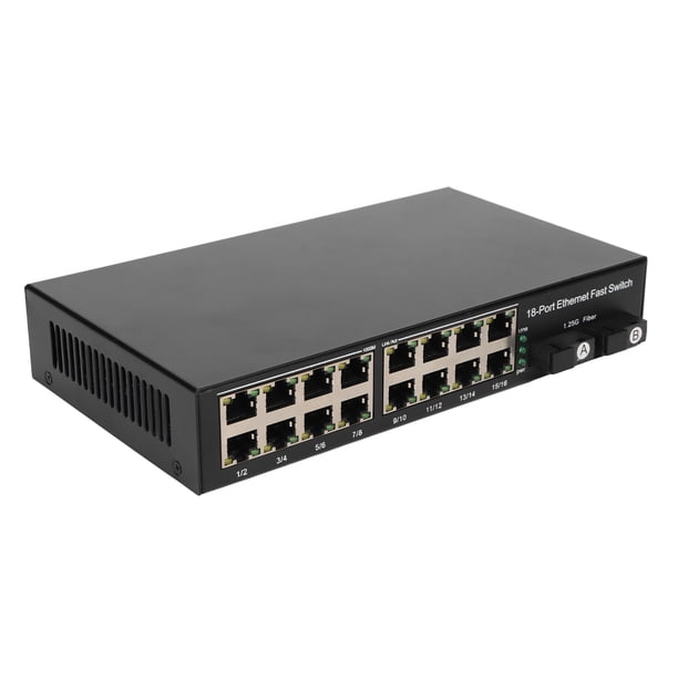 Conmutador De Medios De Fibra Ethernet, Plug And Play Hasta 25 Km 16 Puertos Eléctricos Convertidor De Medios De Fibra Ethernet Tx1310nm Rx1550nm Con Puerto SC Para Red