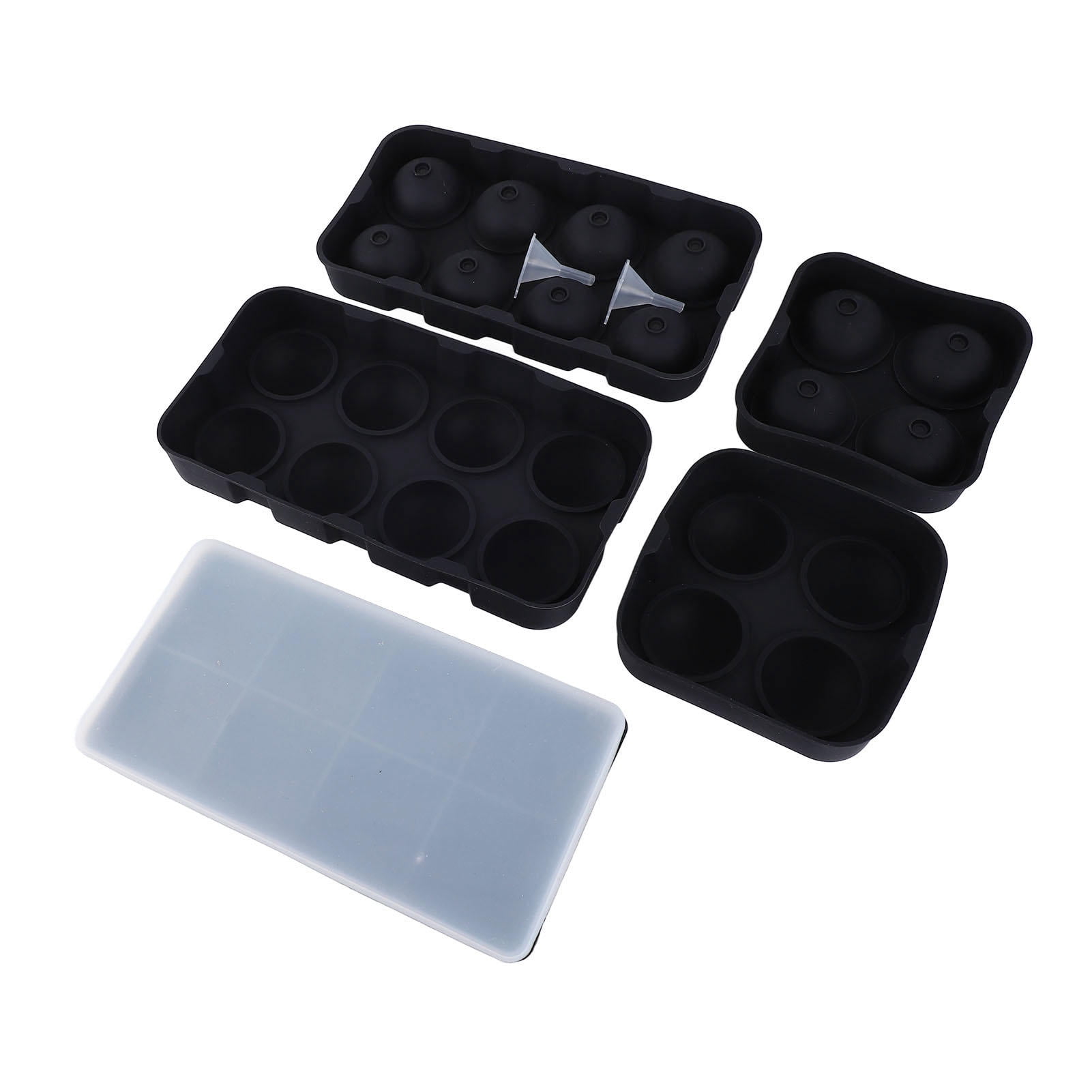 YAHHU Large Silicone Ice Cube Tray with 8 Ball & 4 Square Molds, Lid, Easy Ice Removal for Cocktails & Whiskey