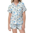 thumbnail image 1 of Satin Pajama Set for Girls Comfortable Short Sleeve Sleepwear and Shorts with Classic Button Down Design, 1 of 3