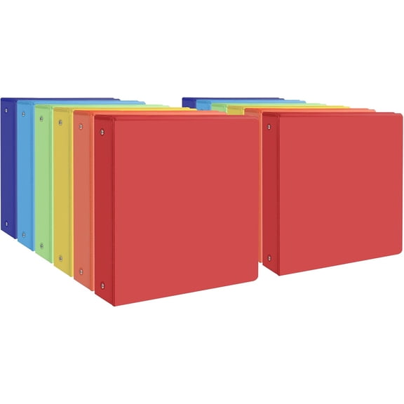 1 inch 3-Ring Binder, 1“ Round Ring Binder with 2 Inside Pockets, Bulk Basic Binder, Clear View Cover 1-inch Binder Holds 8.5‘‘ x 11‘‘Paper for Office/Home/Back to School(Pack of 12, White