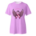 thumbnail image 4 of Cancer Shirts for Women Pink Ribbon Print Short Sleeve Tees Summer Casual Fight Cancer Crew Neck Tops, 4 of 4