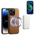 thumbnail image 4 of Compatible with MagSafe for iPhone 16 Pro Max Case, Slim Classic PU Leather Protective Shockproof Magnetic Back Design Vintage Anti-Scratch Phone Cover for iPhone 16 Pro Max Case, Brown, 4 of 5