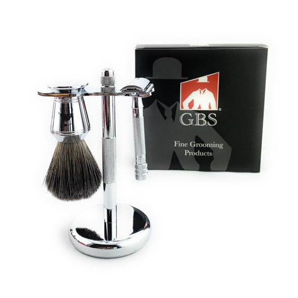3 Piece Shaving Set Merkur 34c (34001) Hd Razor, Pure Badger Chrome
