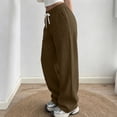 thumbnail image 6 of Noric Women Fashion Casual Wide Leg Sweatpants Loose Fit Drawstring with Pockets Long Pants Trousers, 6 of 9
