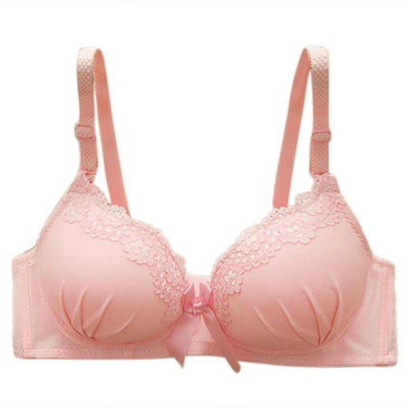 

Orchip Teenage Girl Underwear Puberty Students Bra Cute Bow Knot Wire Free Bras for Kids Thin Training Bra with Detachable Ribbon