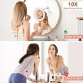 thumbnail image 5 of HTSQYL 10X Magnifying Mirror with Light, Flexible Gooseneck LED Lighted Makeup Mirror with Magnification, Battery Operated Cordless Bathroom Mirror with Suction Cups for Travel, 5 of 8