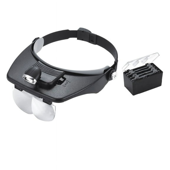 ZPAQI Handsfree Head Mount Magnifying Glass 2 LED Light for Jewelry Close Work Sewing