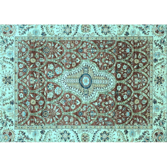 Ahgly Company Indoor Rectangle Abstract Light Blue Modern Area Rugs, 5' x 7'