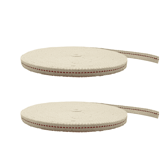 Light of Mine: 3/8" Inch 33' Foot, 100% Cotton Flat Wick - 2 Pack for Paraffin Oil, Kerosene Based Lanterns, and Oil Lamps with Genuine Red Stitch