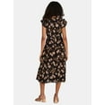 thumbnail image 3 of Time and Tru Women's and Women's Plus Ruffle Neck Midi Dress, Sizes XS-4X, 3 of 7