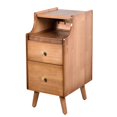 thumbnail image 2 of Wood Bedside Table, Wooden 2-Drawer Night Table, Narrow Nightstand, Multi-Purpose Standdrawers for Bedroom, Living Room, Home, Office(Mahogany), 2 of 9