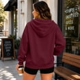 thumbnail image 6 of Hearthz Full Zip Hooded Jacket for Women Solid Color Drop Shoulder Zip Up Hoodie Women Lightweight Fall Winter Warm Women’s Jackets with Pocket Wine M, 6 of 6