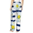thumbnail image 3 of Naloa Daisy Striped Nautical Print Women’s Ultra-Soft Comfy Pajama Lounge Pants with Pockets & Drawstring, 3 of 8