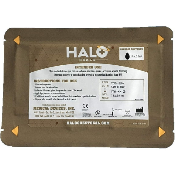 Halo Seal Chest Seal, Single Pack, IFAK kit Packaging