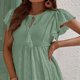 thumbnail image 3 of Blusa informal de verano elegante con cuello en V y manga casquillo con volantes para mujer, 3 of 6