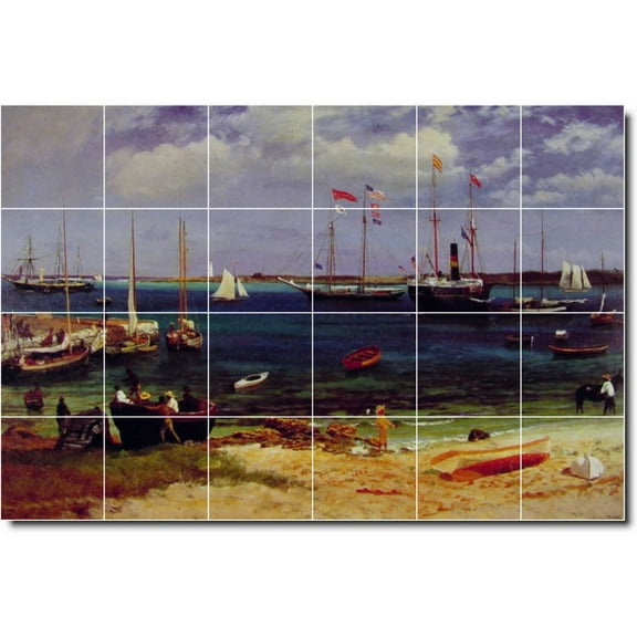 Ceramic Tile Mural-Albert Bierstadt Waterfront Painting 20. 25.5" w x 17" h using (24) 4.25 x 4.25 ceramic tiles