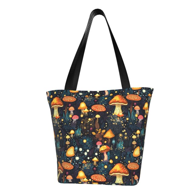 Fotbe Colorful Plants Mushroom Bolsa de Playa con Estampado, Bolsa de Hombro, Bolsa de Mano Espaciosa, Bolsa de Viaje Ligera, Bolsa de Compras Versátil